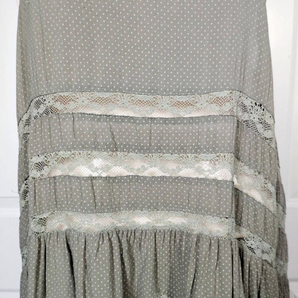 Intimately Free People Trapeze Voile Lace Slip Dress M Babydoll Fairy Polka Dot - Picture 5 of 11